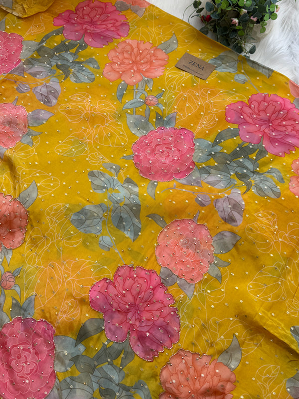 ✨ Pure Organza Handwork Party Wear Unstitched Suit ✨