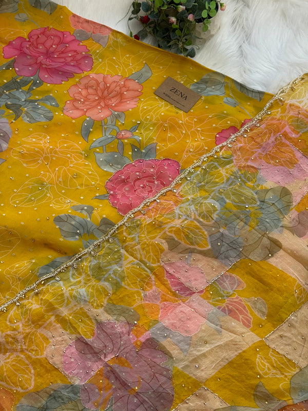 ✨ Pure Organza Handwork Party Wear Unstitched Suit ✨