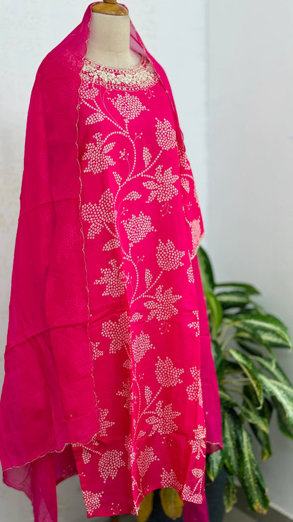 Ready-to-Wear Muslin Kurti Set with Organza Dupatta ๐