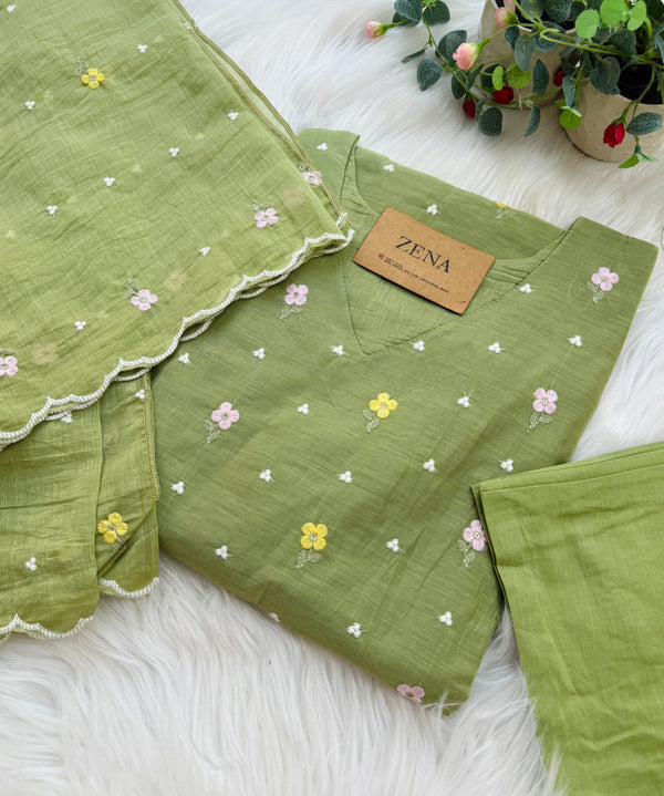 ✨ Pure Mul Chanderi Embroidered Kurti Set ✨