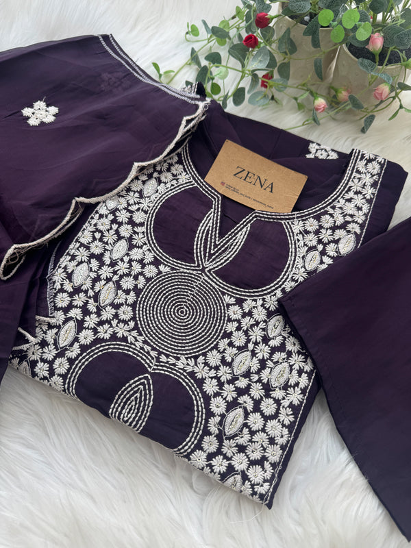 🌙 Mul Chanderi Embroidered Anarkali Set 🌙