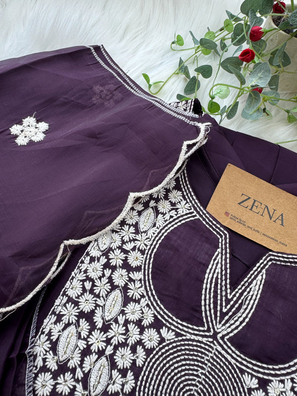 🌙 Mul Chanderi Embroidered Anarkali Set 🌙
