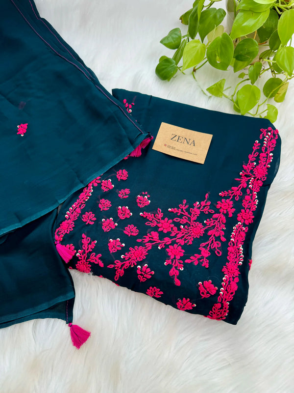 Pure Georgette Thread Work Unstitched Suit