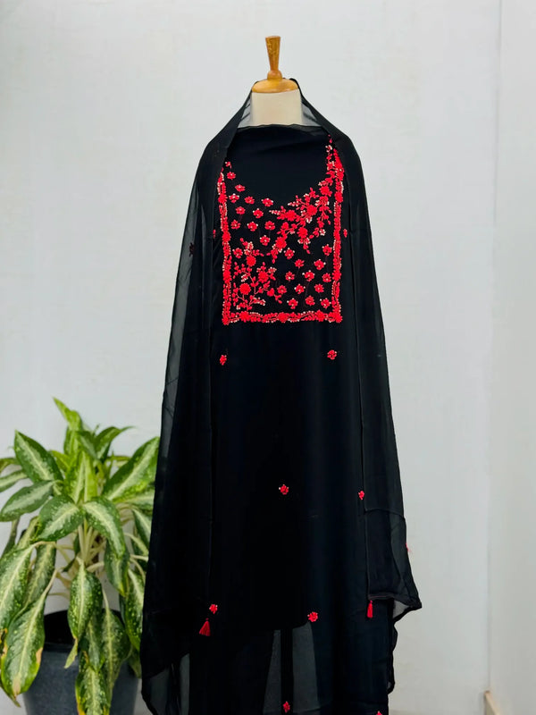 Pure Georgette Thread Work Unstitched Suit