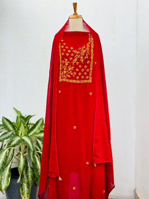 Pure Georgette Thread Work Unstitched Suit