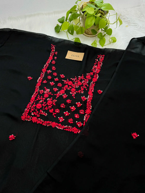 Pure Georgette Thread Work Unstitched Suit