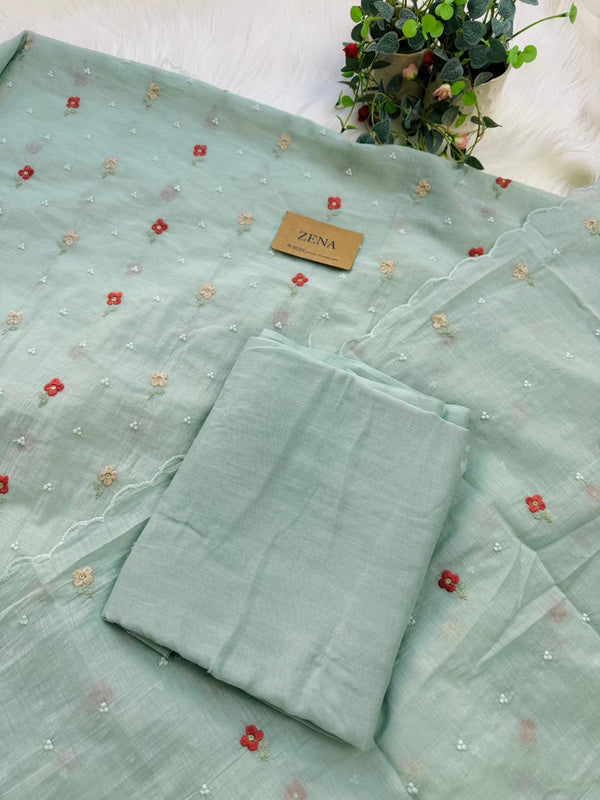 Premium Mul Chanderi Embroidered Unstitched Suit – Redefining Ethnic Elegance