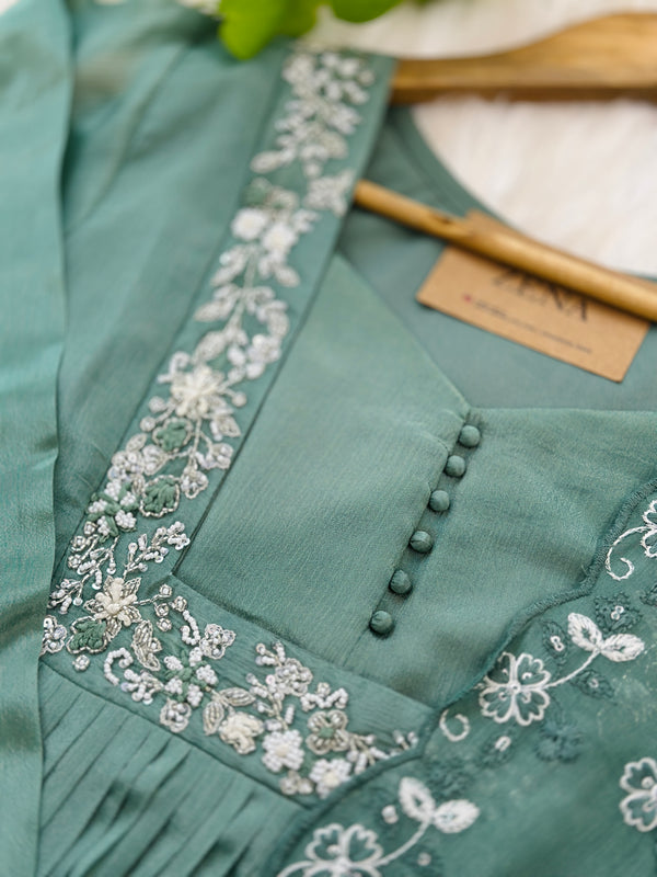 PURE CHINNON HAND WORK KURTI SET