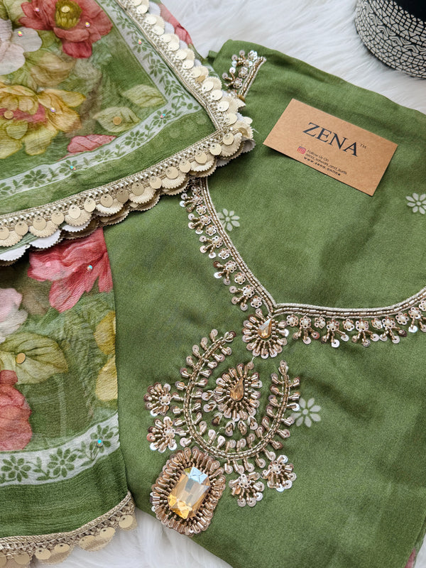 ✨ Crepe Hand-Detailed Unstitched Suit ✨