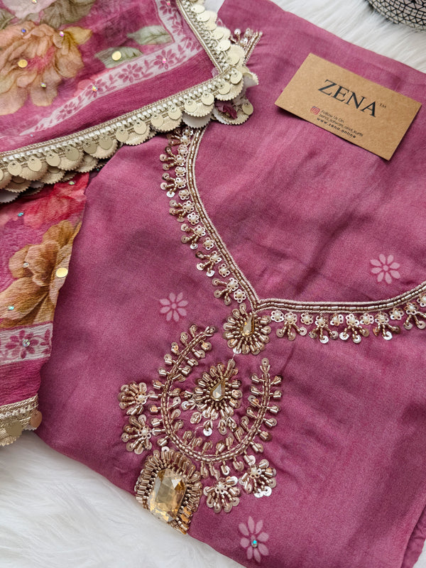 ✨ Crepe Hand-Detailed Unstitched Suit ✨