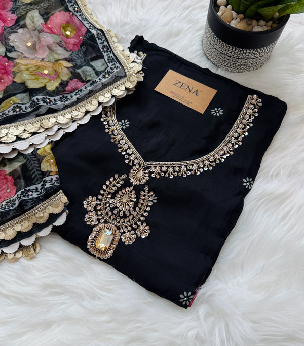 ✨ Crepe Hand-Detailed Unstitched Suit ✨