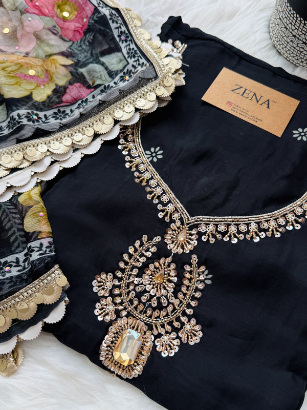 ✨ Crepe Hand-Detailed Unstitched Suit ✨