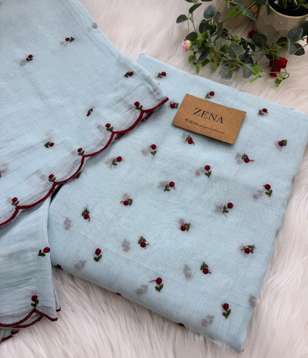 Mul Chanderi Embroidered Unstitched Suit – Redefining Ethnic Elegance