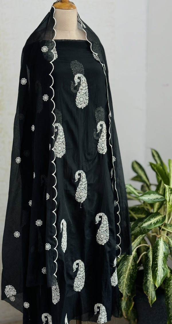 π Mul Chanderi Embroidered Unstitched Suit