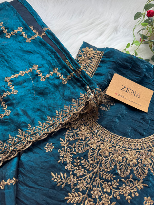 Unstitched Shimmer Silk Partywear Salwar Suit – Graceful Elegance 🌟