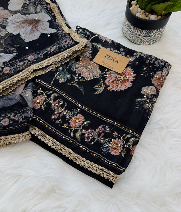 ✨ Crepe Hand-Detailed Unstitched Suit ✨