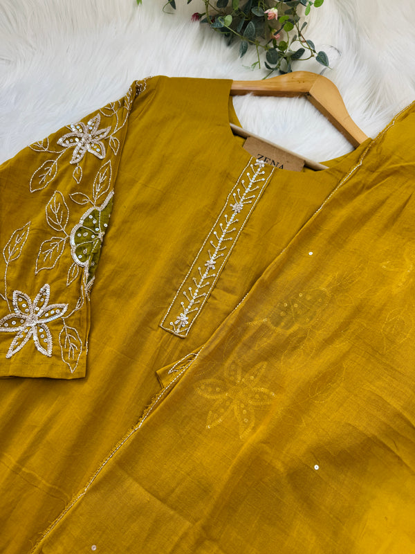 ✨ Mul Chanderi Handwork Suit ✨