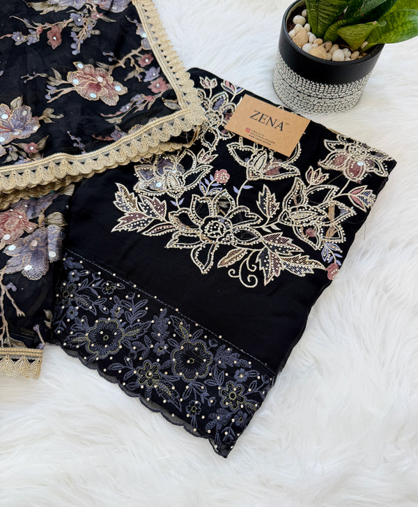 Crepe Hand-Detailed Unstitched Suit ✨