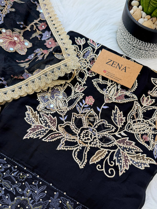 Crepe Hand-Detailed Unstitched Suit ✨
