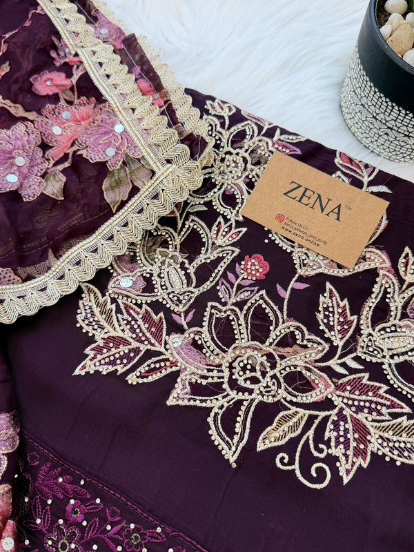 Crepe Hand-Detailed Unstitched Suit ✨