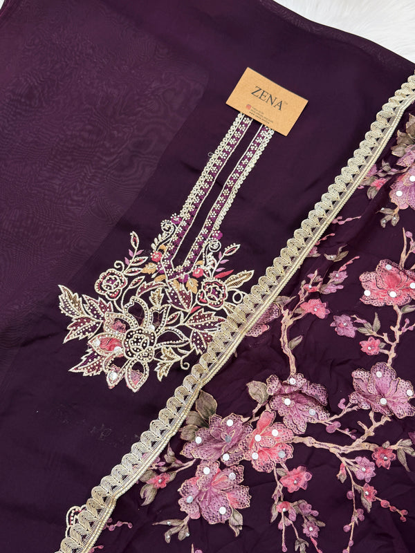 Crepe Hand-Detailed Unstitched Suit ✨