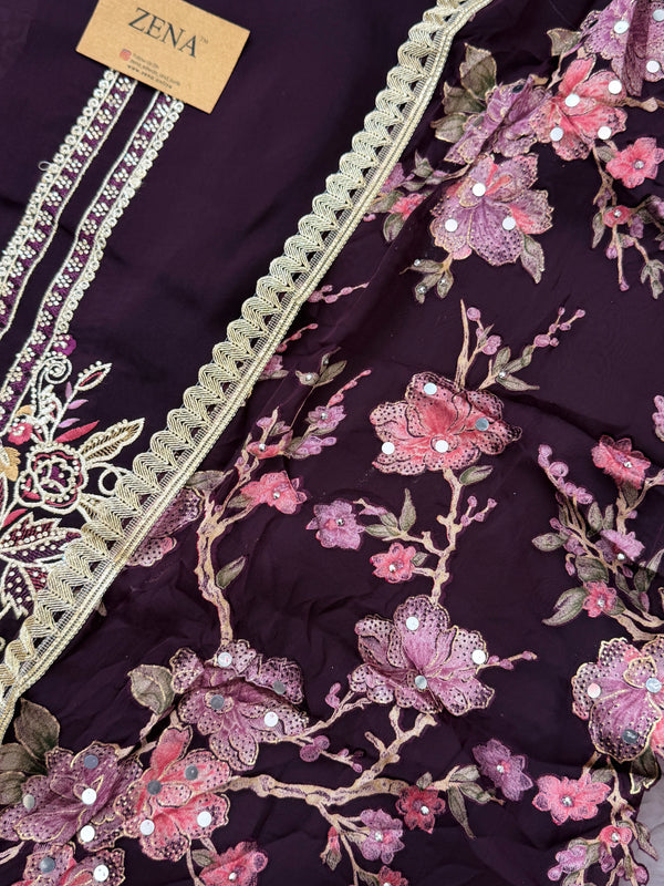 Crepe Hand-Detailed Unstitched Suit ✨