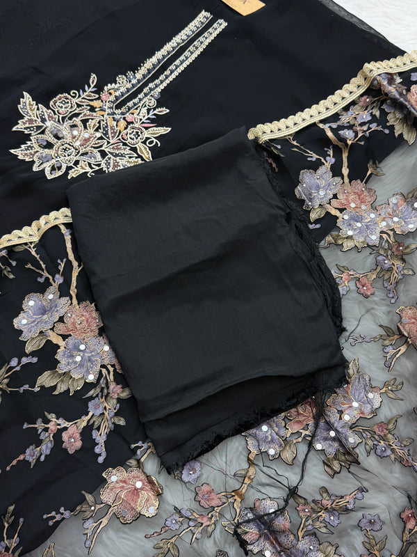 Crepe Hand-Detailed Unstitched Suit ✨