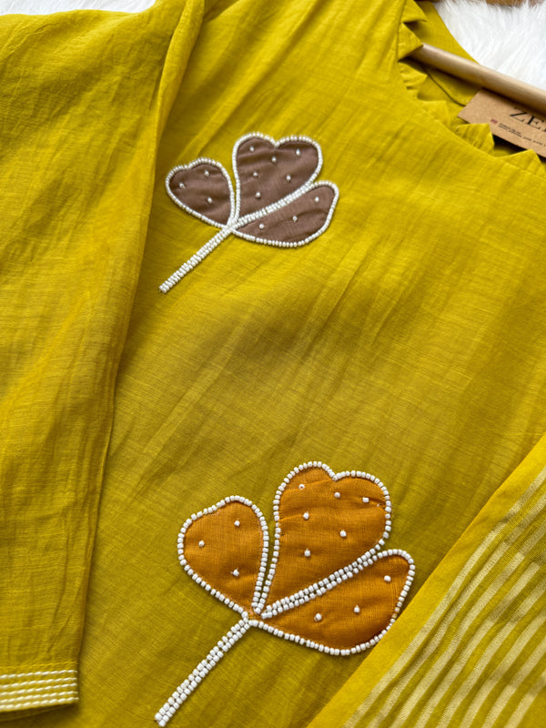 Premium Mul Chanderi Handcrafted A-Line Kurti Set