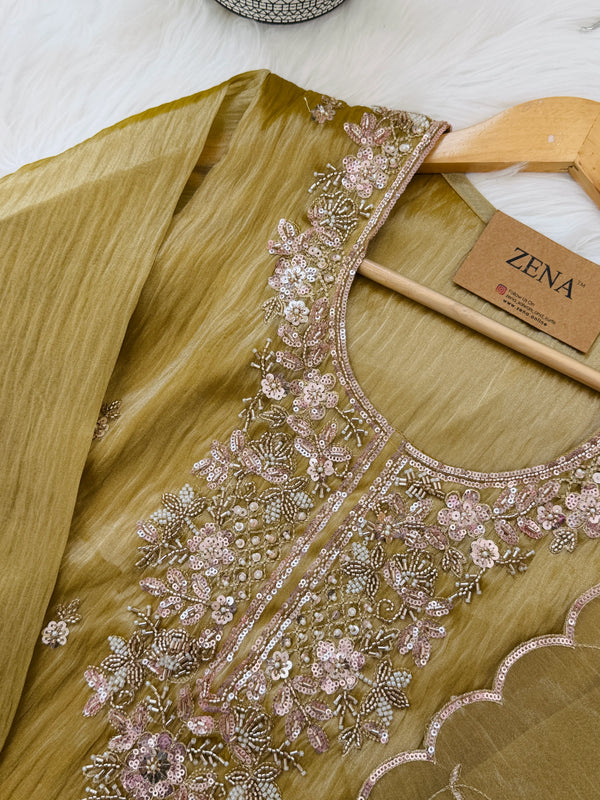 ✨ Crush Tissue Silk Handwork Party Wear Kurti Set ✨