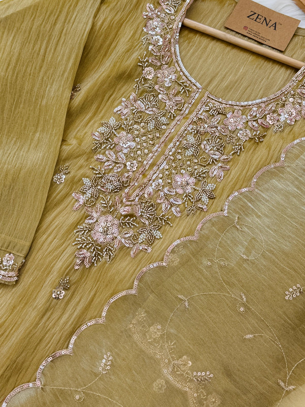 ✨ Crush Tissue Silk Handwork Party Wear Kurti Set ✨