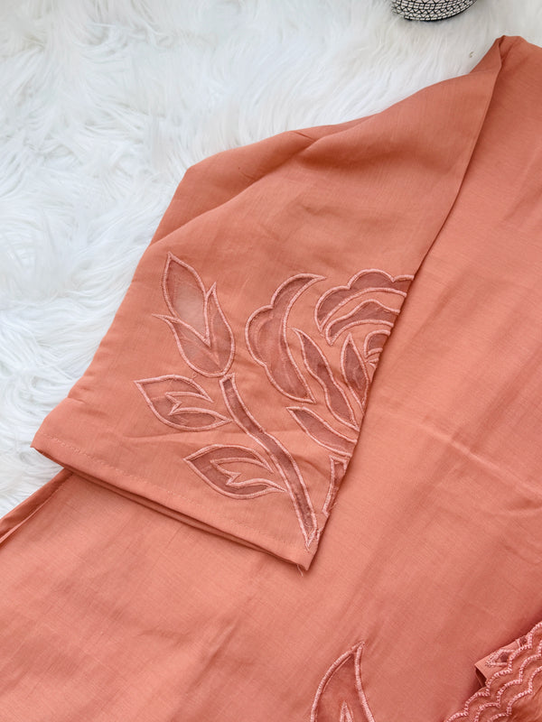 ✨ Glass Chanderi Embroidered A-Line Kurti Set ✨