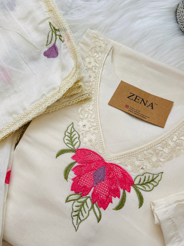 ✨ Pure Cotton Hand-Detailed Kurti Set ✨