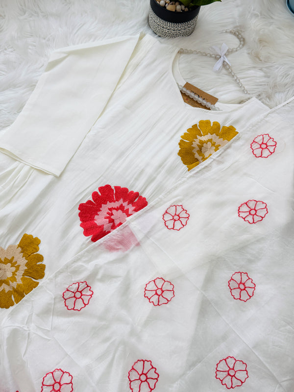 ✨ Pure Cotton Hand-Detailed Kurti Set ✨