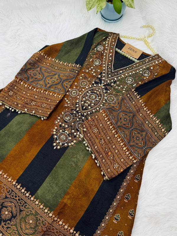✨ Embroidered Hand-Detailed Farshi Salwar Set