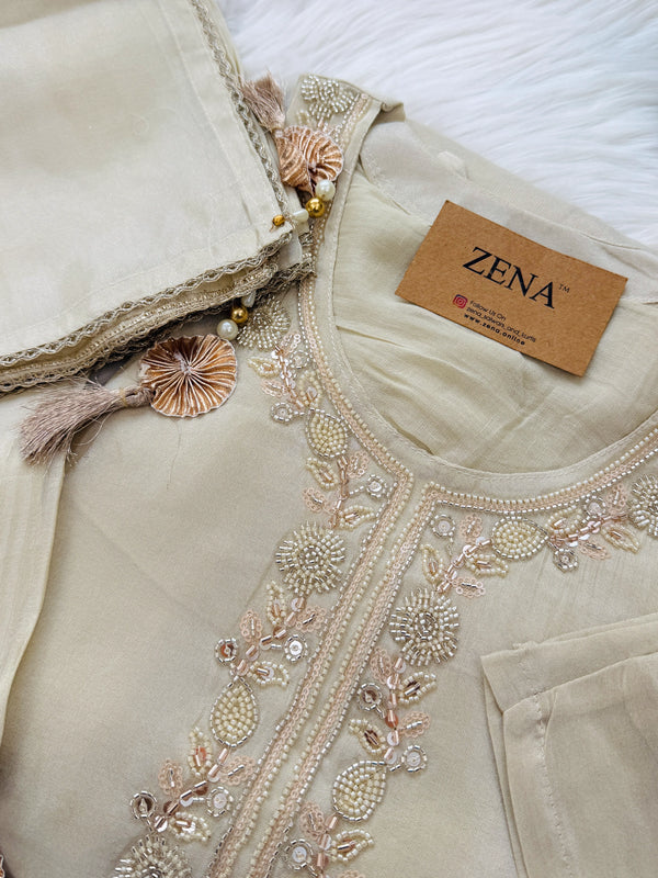 ✨ Tissue Silk Handwork Party Wear Kurti Set ✨