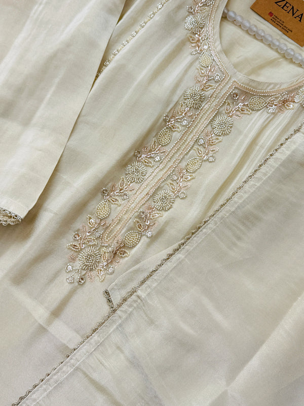 ✨ Tissue Silk Handwork Party Wear Kurti Set ✨