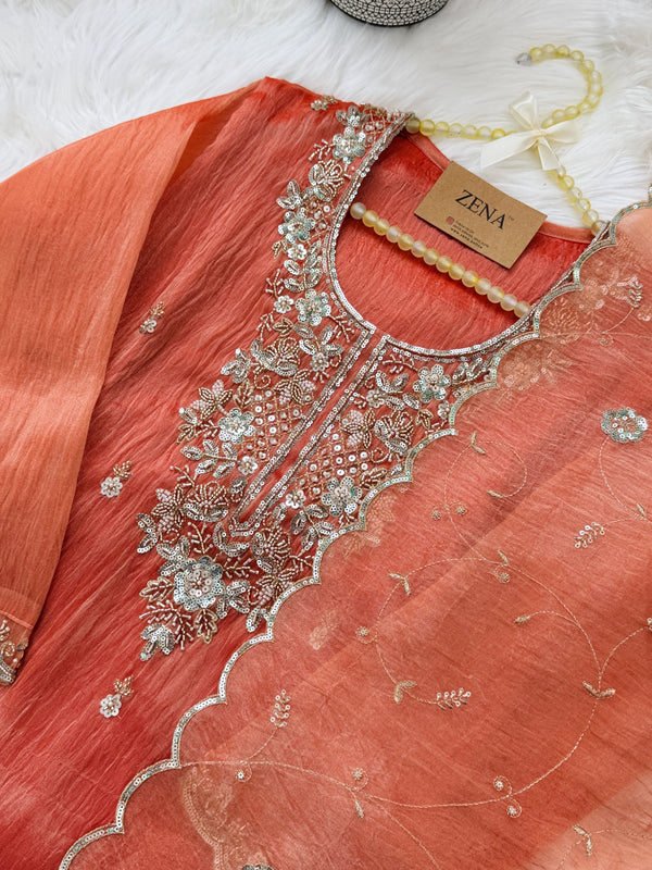 ✨ Crush Tissue Silk Handwork Party Wear Kurti Set ✨