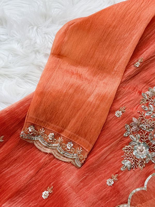✨ Crush Tissue Silk Handwork Party Wear Kurti Set ✨