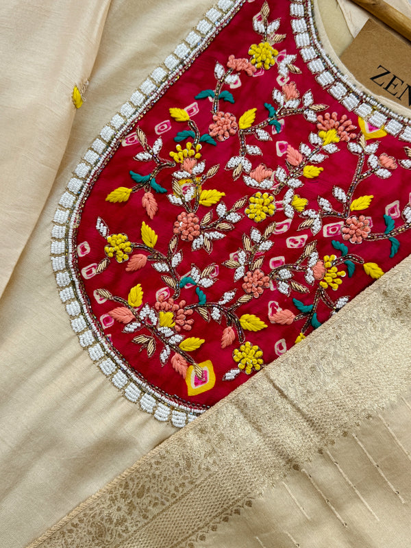 ✨ Tissue Silk Hand Detailed Kurti Set ✨