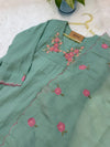✨ Mul Chanderi Floral Handwork Anarkali Set