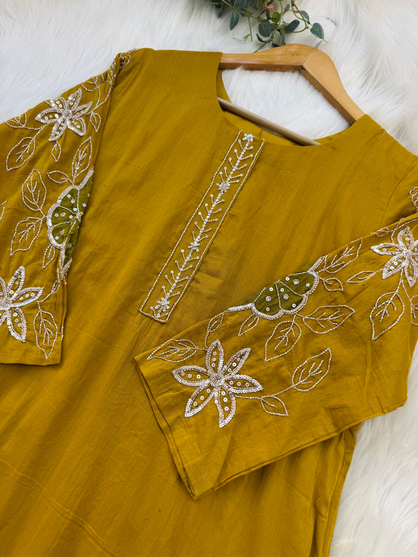 Premium Pure Cotton Hand-Work Party Wear Suit.