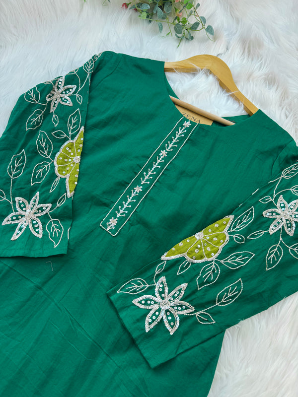 Premium Pure Cotton Hand-Work Party Wear Suit.