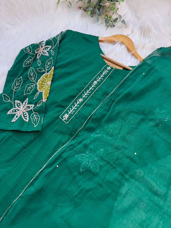 Premium Pure Cotton Hand-Work Party Wear Suit.