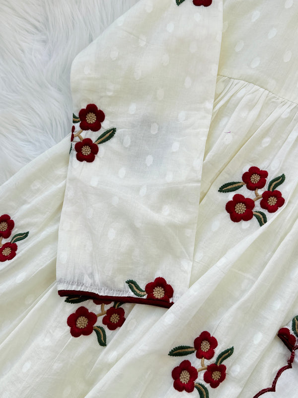 Pure Cotton Embroidered Anarkali Suit – Comfort Wrapped in Elegance 🌸