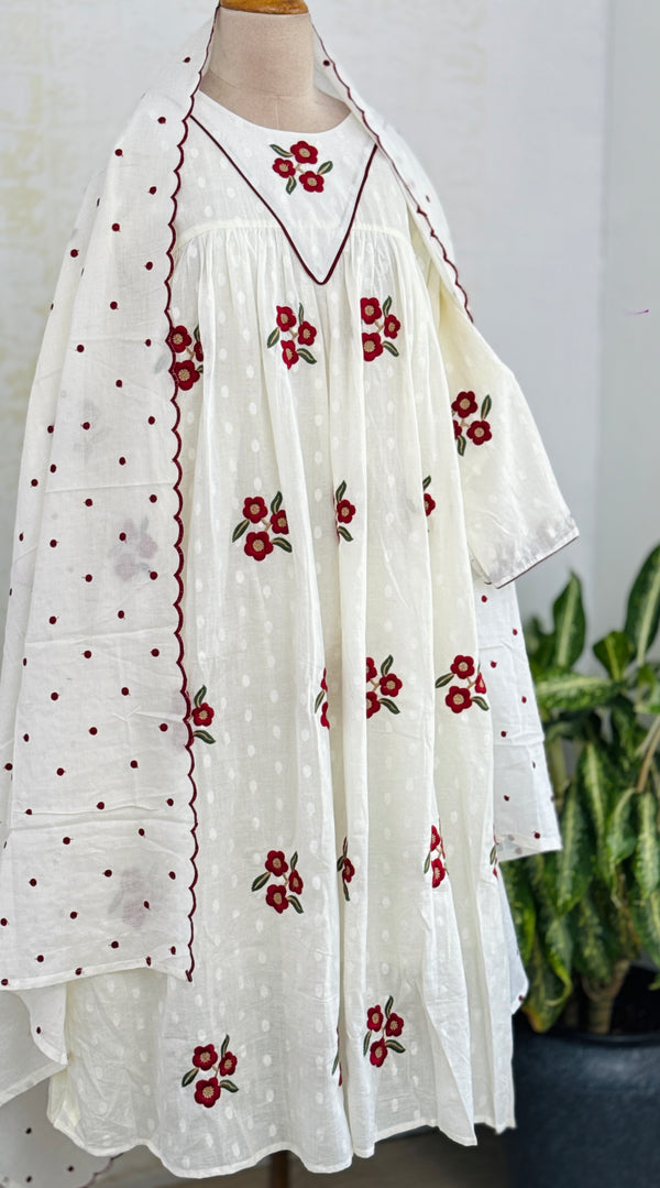 Pure Cotton Embroidered Anarkali Suit – Comfort Wrapped in Elegance 🌸