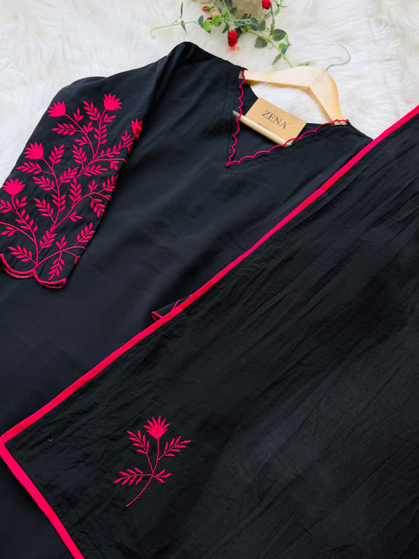 ✨ Glass Chanderi Embroidered Anarkali Set ✨