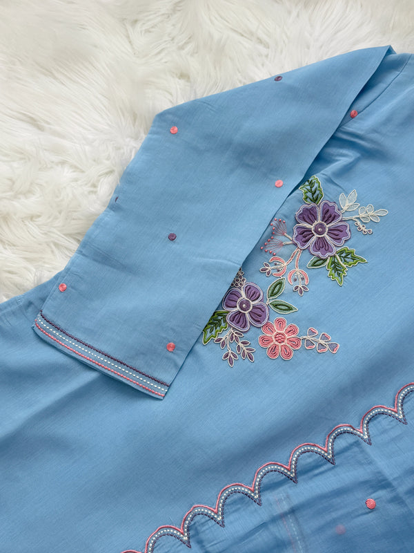 ✨ Premium Mul Chanderi Appliqué Work Kurti Set ✨
