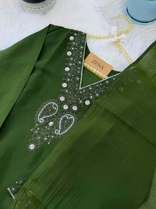 ✨ Premium Mul Chanderi Handwork Kurti Set ✨