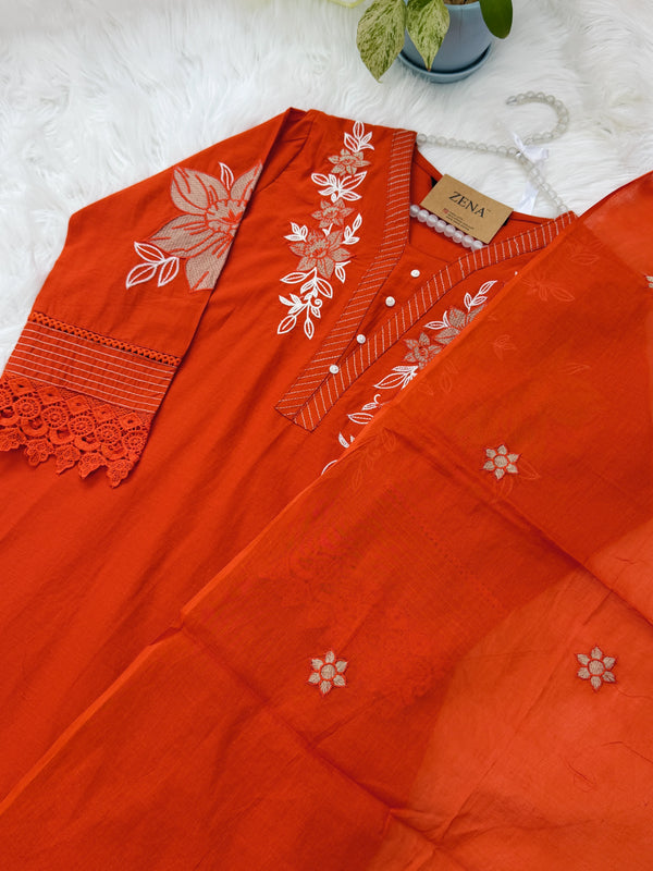 ✨ Pure Cotton Embroidered Kurti Set