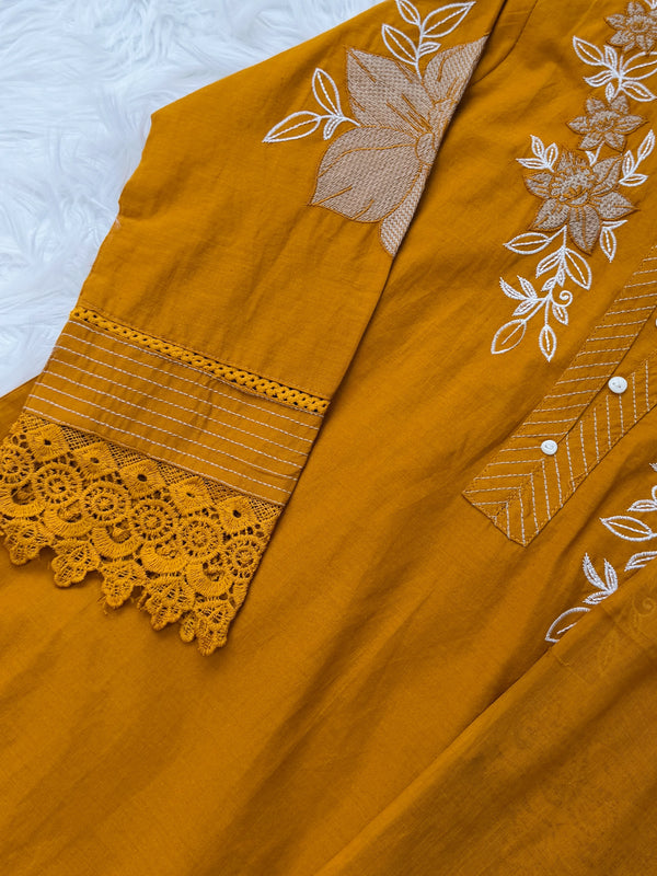 ✨ Pure Cotton Embroidered Kurti Set